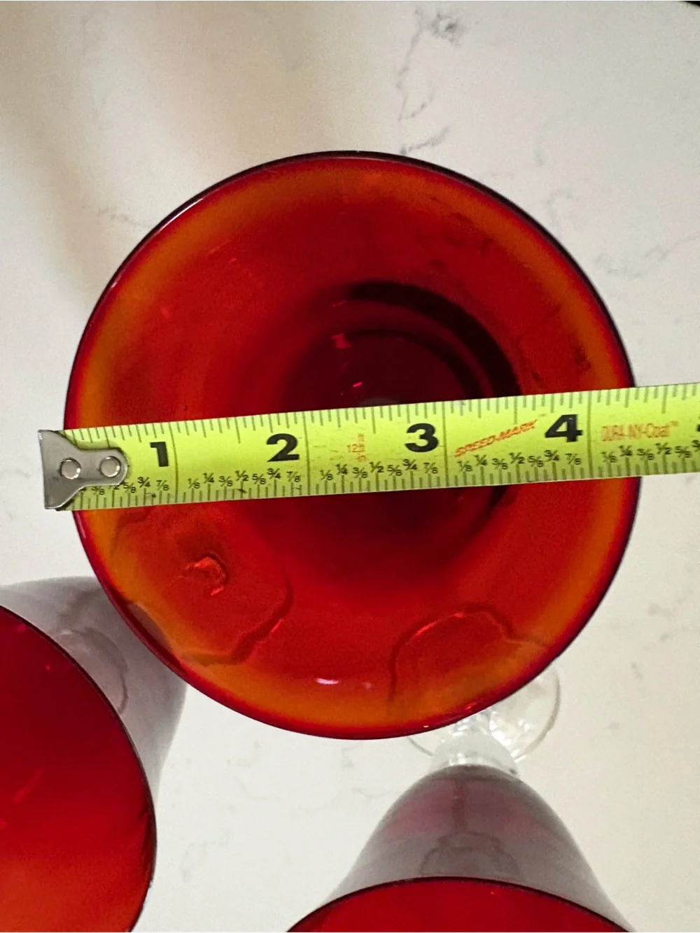 Red Stemmed Wine Glasses - Set of 3